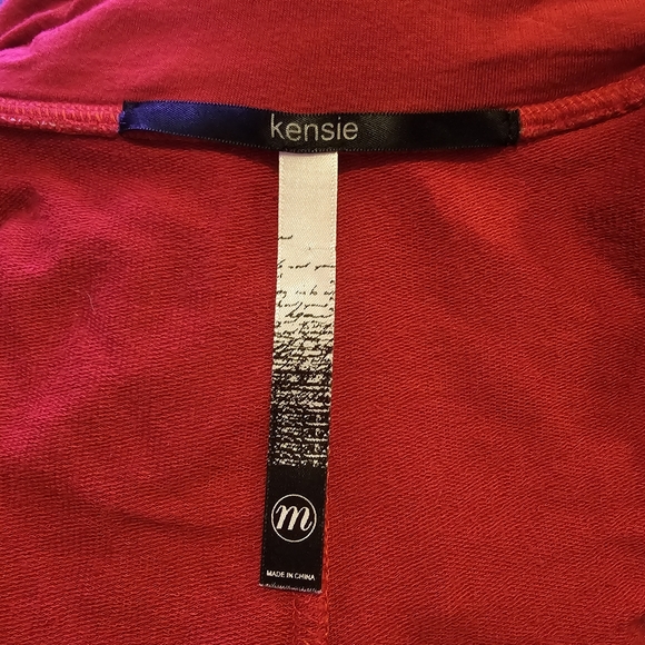 Kensie Red Jersey Knit Dress Draped Sides With Pockets Size Medium - Picture 7 of 9